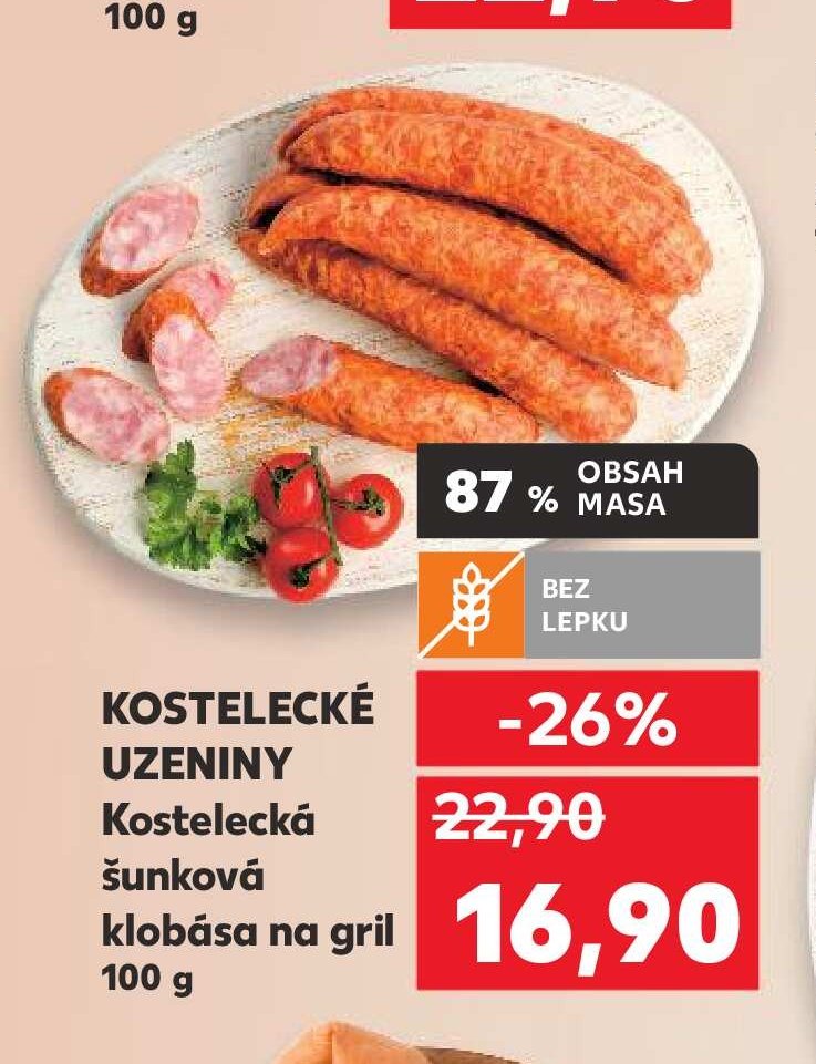 KOSTELECKÉ UZENINY Kostelecká šunková klobása na gril
