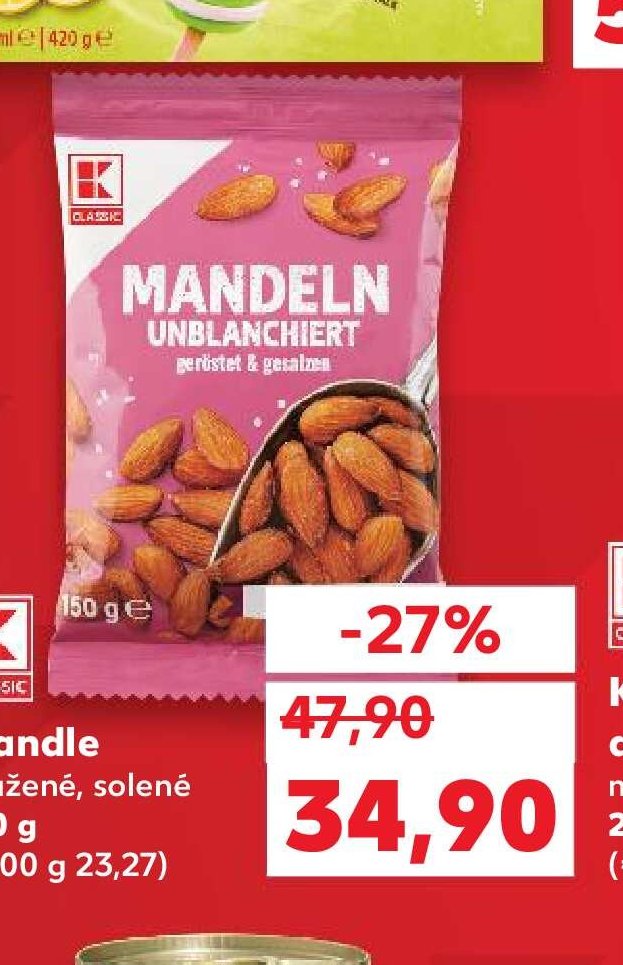 Mandle pražené, solené