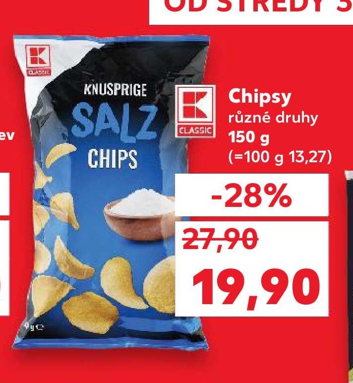Chipsy různé druhy