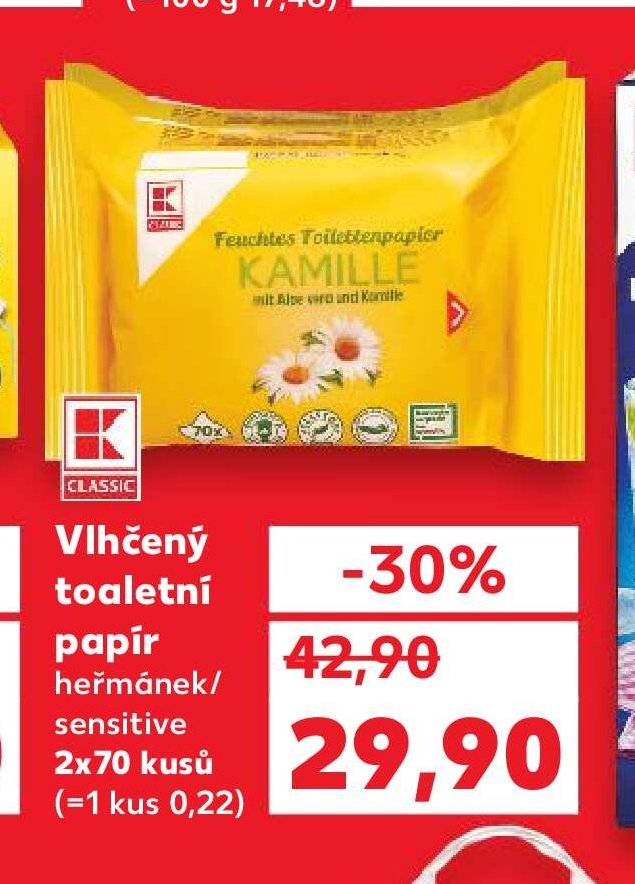 Vlhčený toaletní papír heřmánek/sensitive