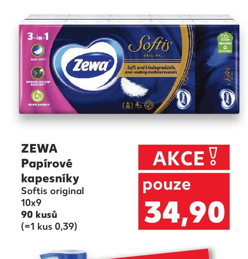 ZEWA Papírové kapesníky Softis original 10x9 90 kusů