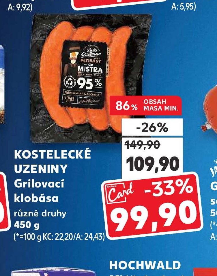KOSTELECKÉ UZENINY Grilovací klobása