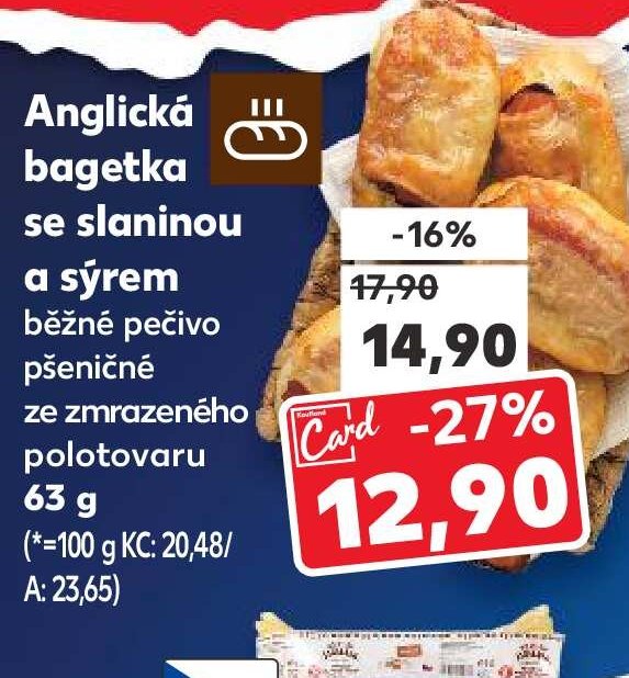Anglická bagetka se slaninou a sýrem
