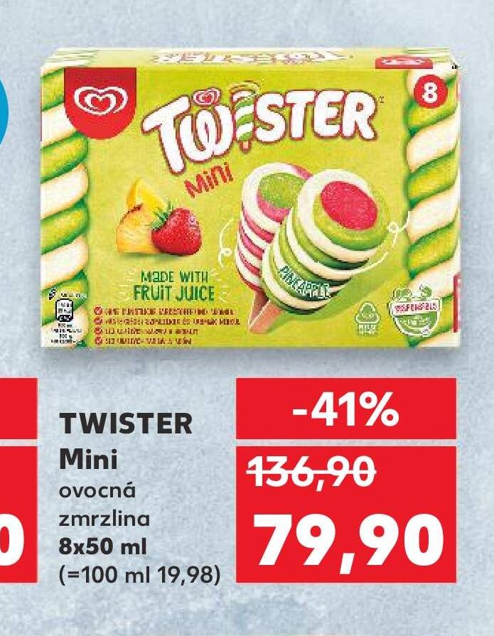TWISTER Mini ovocná zmrzlina 8x50 ml
