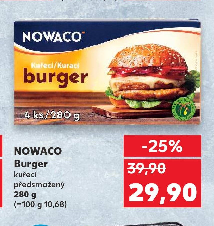 NOWACO Burger kuřecí předsmažený 280 g