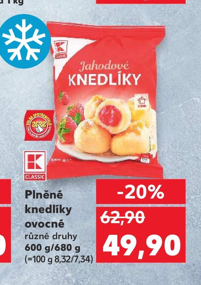 Plněné knedlíky ovocné 600 g/680 g