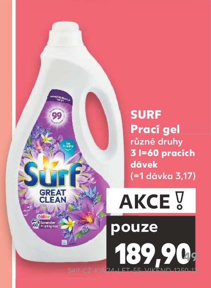 Surf prací gel 3 l