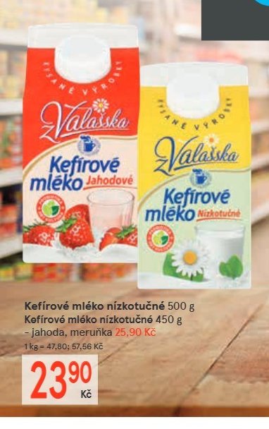 Kefírové mléko nízkotučné 500 g / Kefírové mléko nízkotučné 450 g – jahoda, meruňka - Žabka aktualniletaky.eu