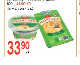 Sýr tavený Madeland 40% 125 g / Sýr plátky Madeland originál 100 g - Žabka aktualniletaky.eu
