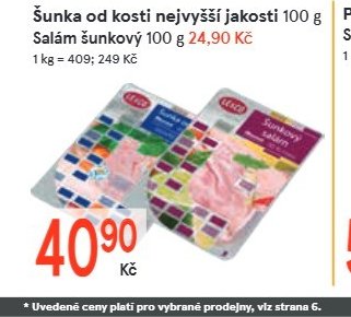 Šunka od kosti nejvyšší jakosti 100 g / Salám šunkový 100 g - Žabka aktualniletaky.eu