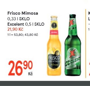 Frisco Mimosa 0,33 l SKLO, Excelent 0,5 l SKLO - Žabka aktualniletaky.eu