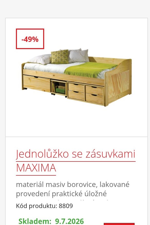 Jednolůžko se zásuvkami MAXIMA - IDEA nábytek aktualniletaky.eu