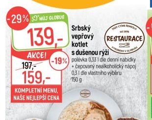 Srbský vepřový kotlet s dušenou rýží