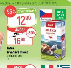 Tatra Trvanlivé mléko plnotučné 3,5% 1l