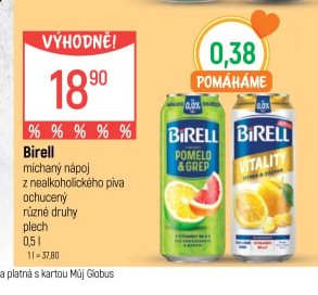 Birell ochucený různé druhy plech 0,5 l