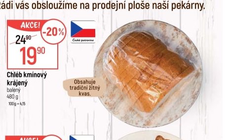 Chléb kmínový krájený