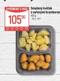 Smažený květák s vařenými bramborami