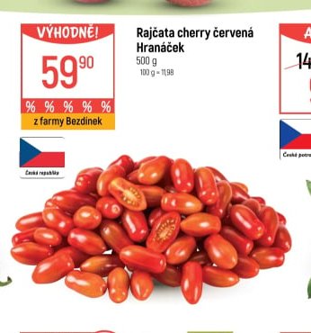 Rajčata cherry červená Hranáček