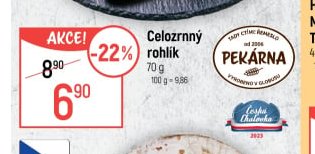 Celozrnný rohlík