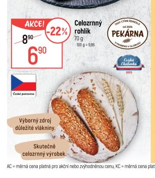 Celozrnný rohlík