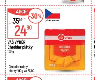 Váš Výběr Cheddar plátky 100 g