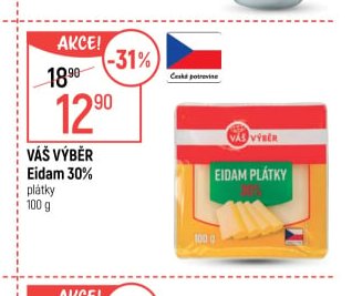 Váš Výběr Eidam 30% plátky 100 g