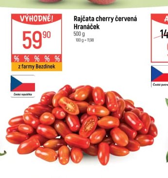 Rajčata cherry červená Hranáček