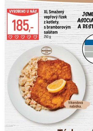 XL Smažený vepřový řízek z kotlety s bramborovým salátem