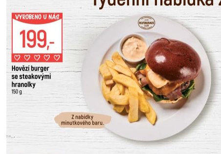 Hovězí burger se steakovými hranolky