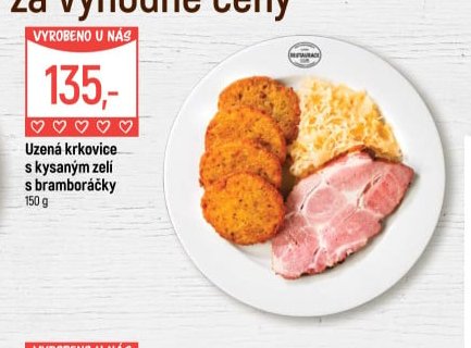 Uzená krkovice s kysaným zelí s bramboráčky
