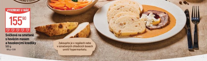 Svíčková na smetaně s hovězím masem a houskovými knedlíky