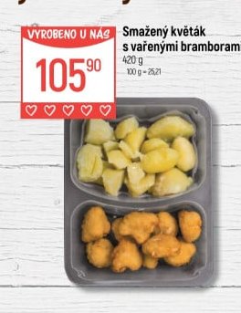 Smažený květák s vařenými bramborami