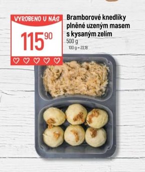 Bramborové knedlíky plněné uzeným masem s kysaným zelím