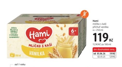 Hami mlíčko s kaší příchuť vanilka