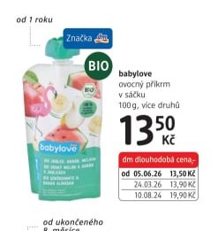 babylove ovocný příkrm v sáčku