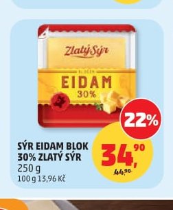 Sýr Eidam blok 30% Zlatý sýr