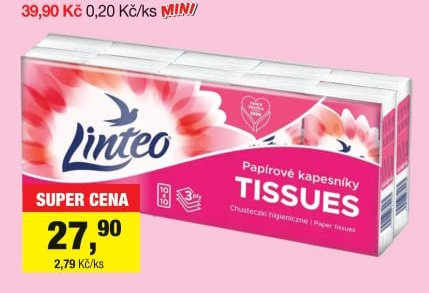 Linteo 3vrstvé papírové kapesníky 10 x 10 ks
