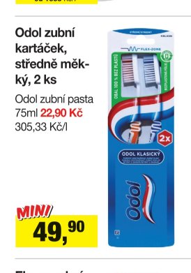 Odol zubní kartáček, středně měkký, 2 ks