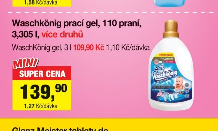 Waschkönig prací gel, 110 praní, 3,305 l, více druhů