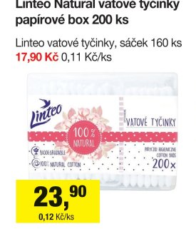 Linteo Natural vatové tyčinky papírové box 200 ks