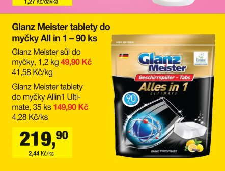 Glanz Meister tablety do myčky All in 1 – 90 ks