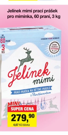 Jelínek mimi prací prášek pro miminka, 60 praní, 3 kg
