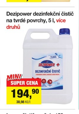 Dezipower dezinfekční čistič na tvrdé povrchy, 5 l, více druhů