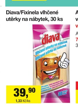 Diava/Fixinela vlhčené utěrky na nábytek, 30 ks