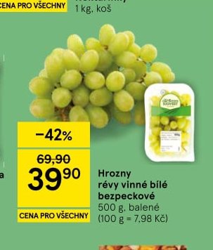Hrozny révy vinné bílé bezpeckové 500 g, balené - Tesco aktualniletaky.eu