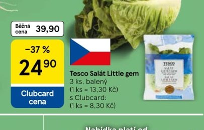 Tesco Salát Little gem 3 ks, balený - Tesco aktualniletaky.eu