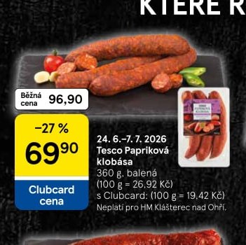 Tesco Papriková klobása - Tesco aktualniletaky.eu
