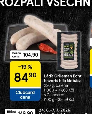 Láďa Grileman Echt bavoriš bílá klobása - Tesco aktualniletaky.eu