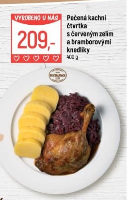 Pečená kachní čtvrtka s červeným zelím a bramborovými knedlíky - Globus aktualniletaky.eu