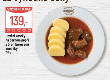 Hovězí kostky na černém pepři s bramborovými knedlíky - Globus aktualniletaky.eu